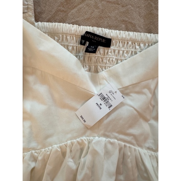 Banana Republic White Mini Baby Doll Dress - NWT Medium Petite - Picture 5 of 8